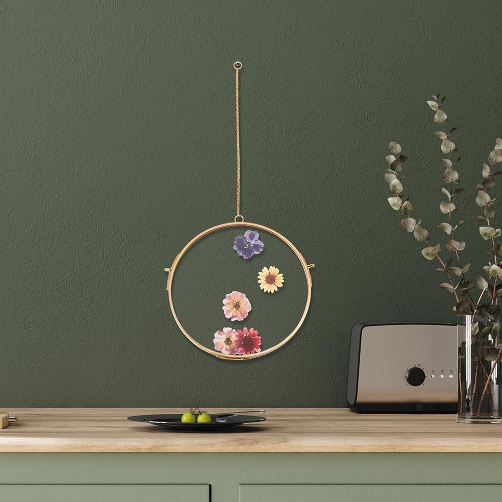 KFXHANGD Decorazione artistica da parete rotonda con cornice e fiori di