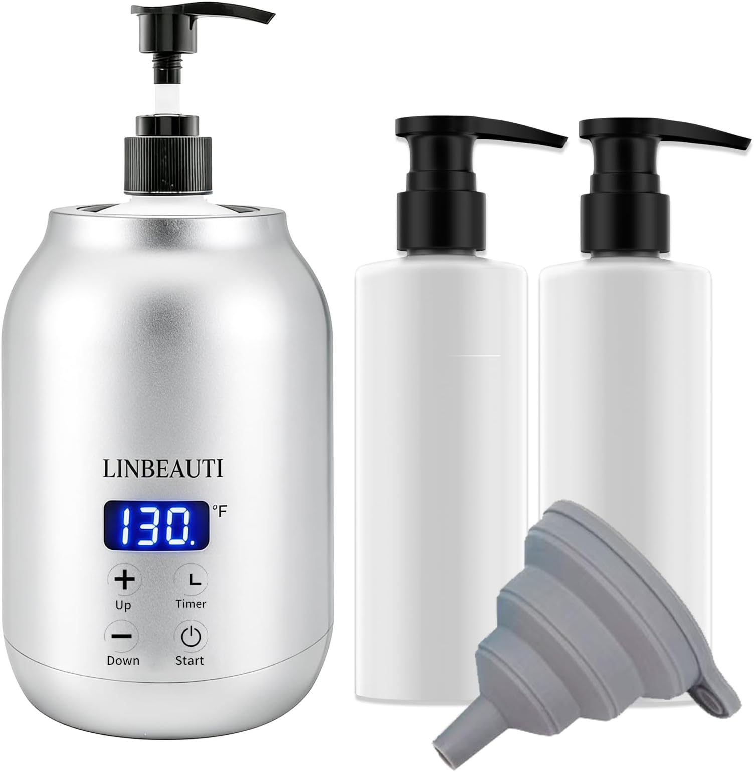 Massage Oil Warmer with Two Oil Bottle Dispenser, Lotion Bottle Warmer, Smart Touch Key Electric Warm Lotion Dispenser, Lube Gel Cream Warmer for Home Pro Salon Spa Massage