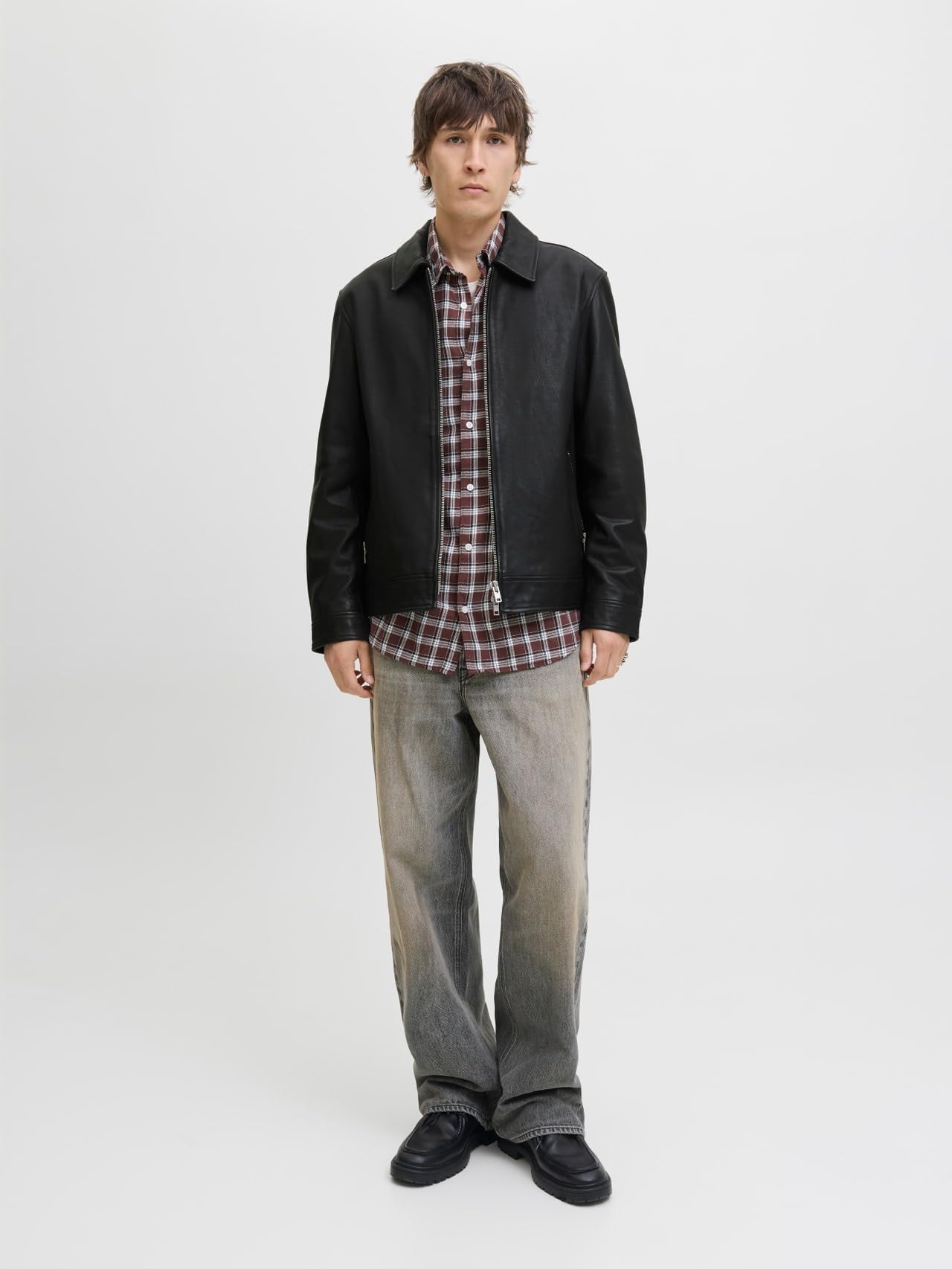 JACK & JONES Męska kurtka skórzana Jjecasablanca Ln, czarna, xx_l, czarny, XXL