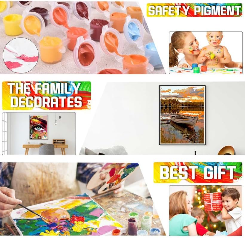 Miniatura 7 de Yomiie Kits de pintura por números para adultos, kits de pintura acrílica de lienzo de águilas, fácil de pintar por números para principiantes para