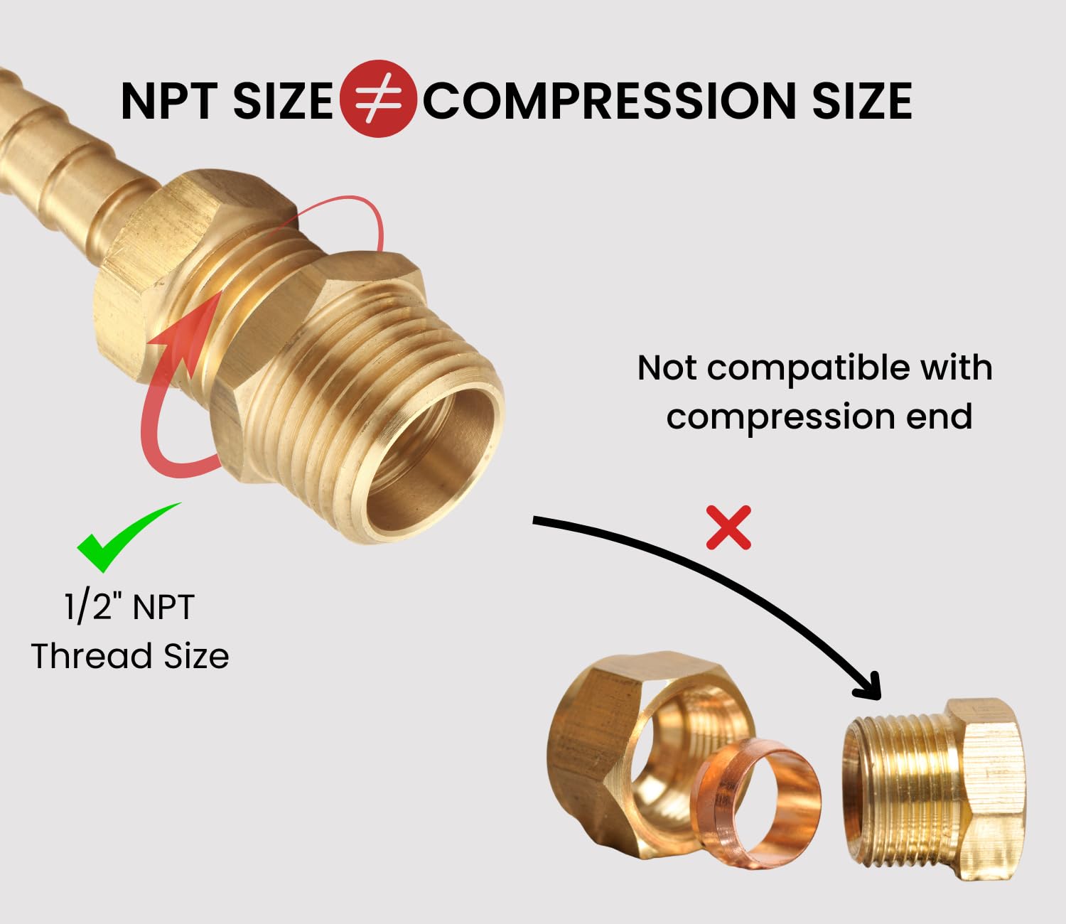 Buje hexagonal reductor de latón NPT macho de 3/10.2 cm x 1/5.1 cm NPT hembra, 5 piezas