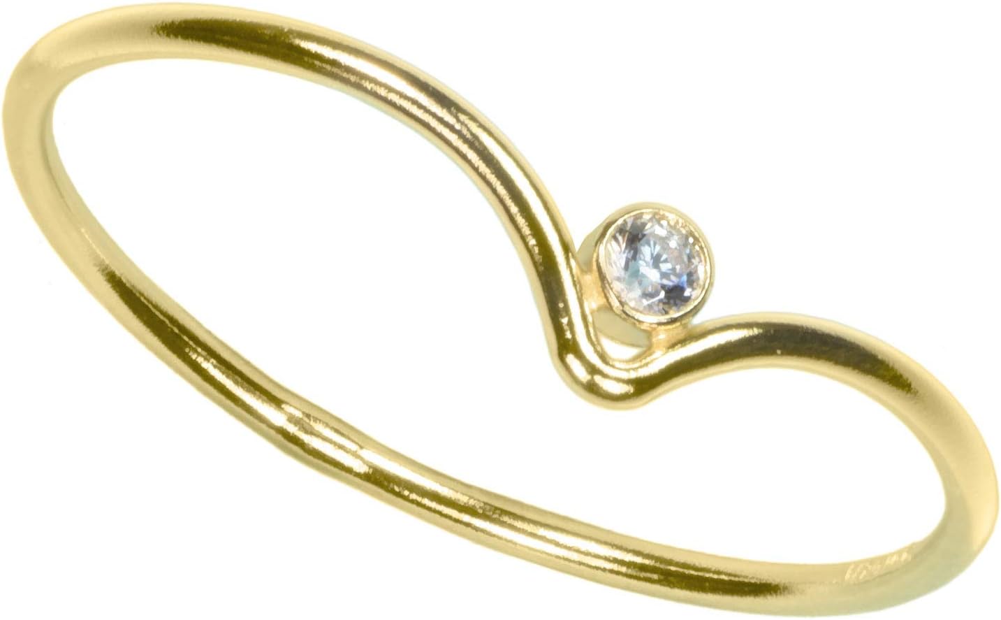 Chevron Ring with CZ Sterling Silver or 14K Gold Fill