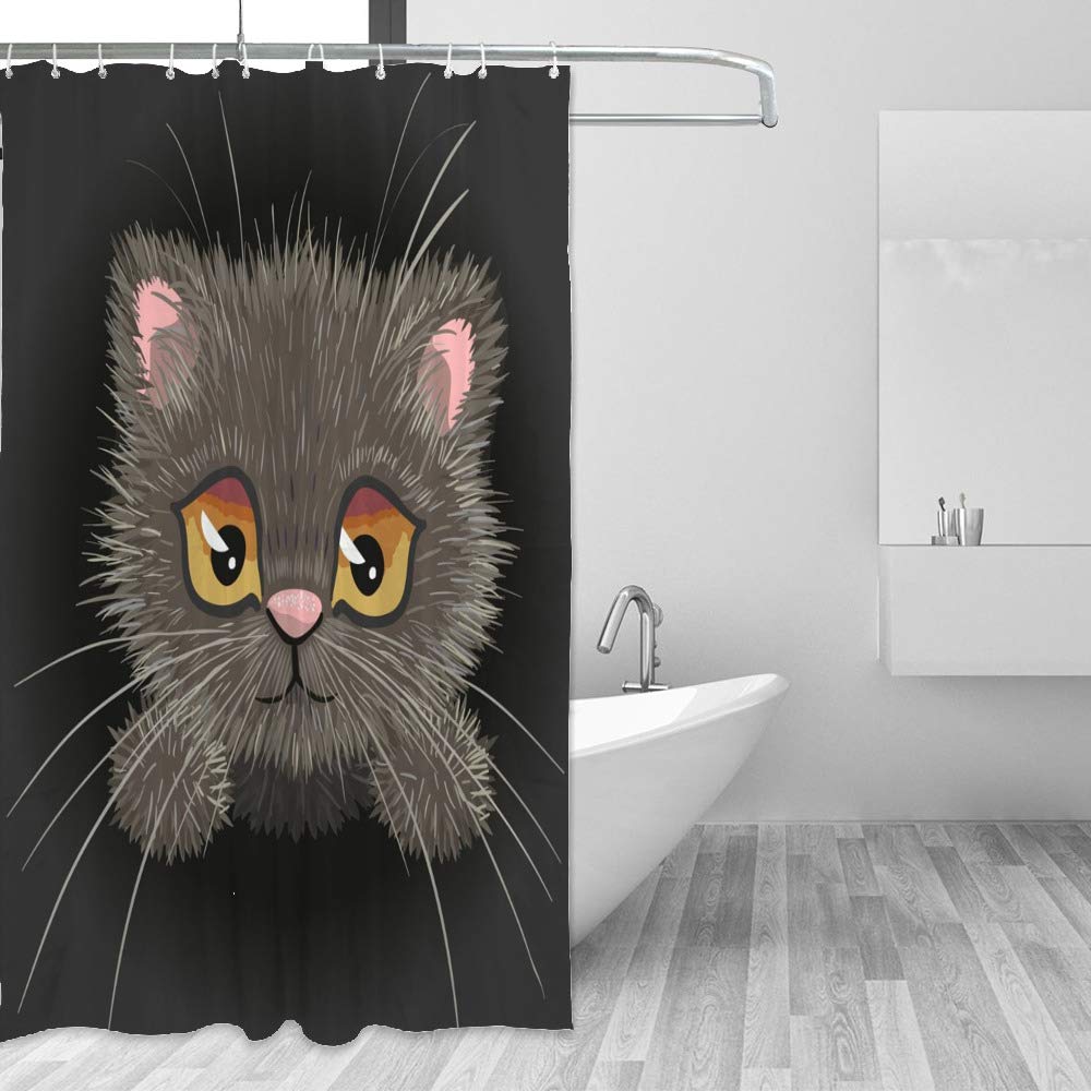 Rideau de douche imperméable chat mignon 60x72 inch anti-moisissure