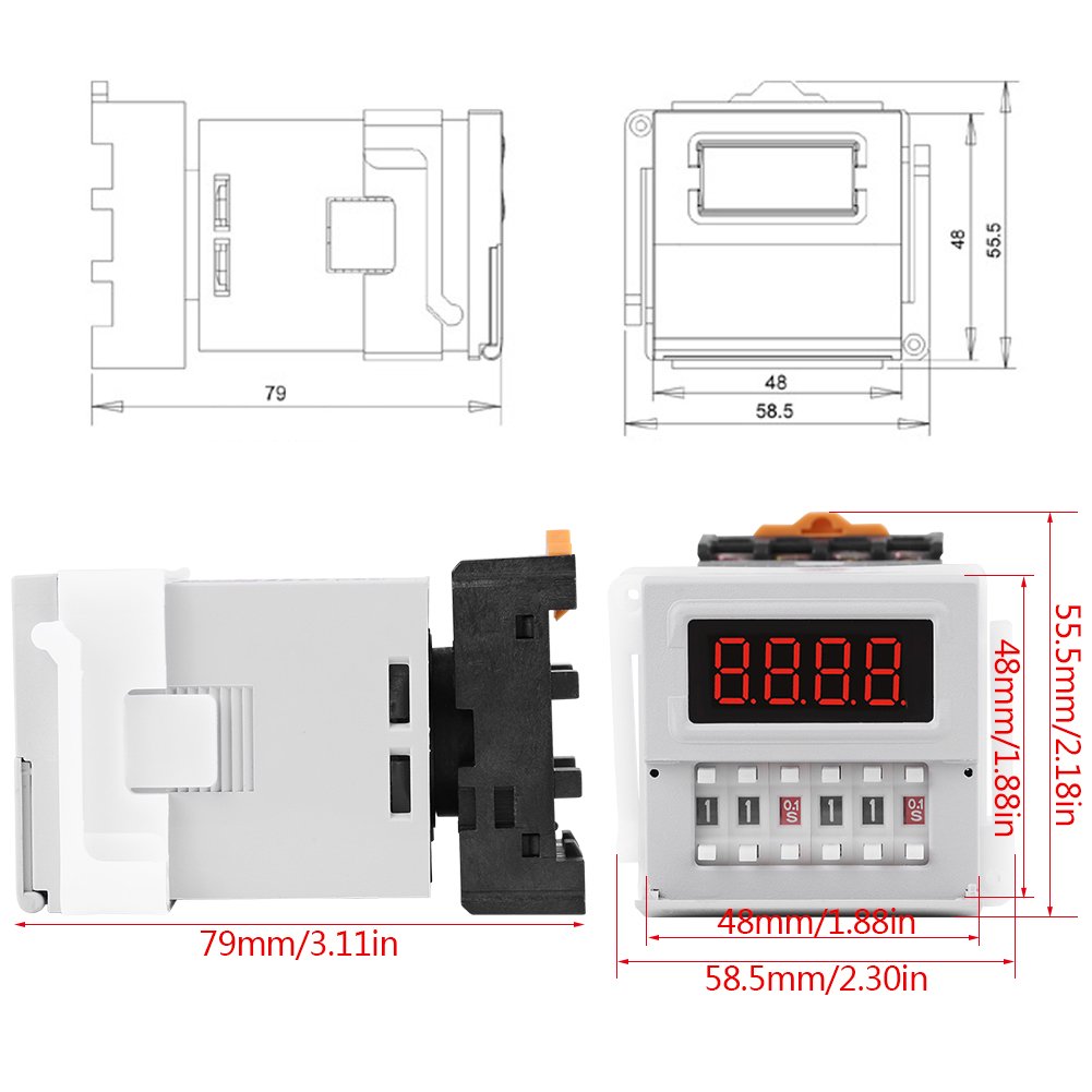 AC/DC Digital LED Time Delay Relay Switch 24240V Delay Timer Relay 0.1S99H ZYS48S Time Switch
