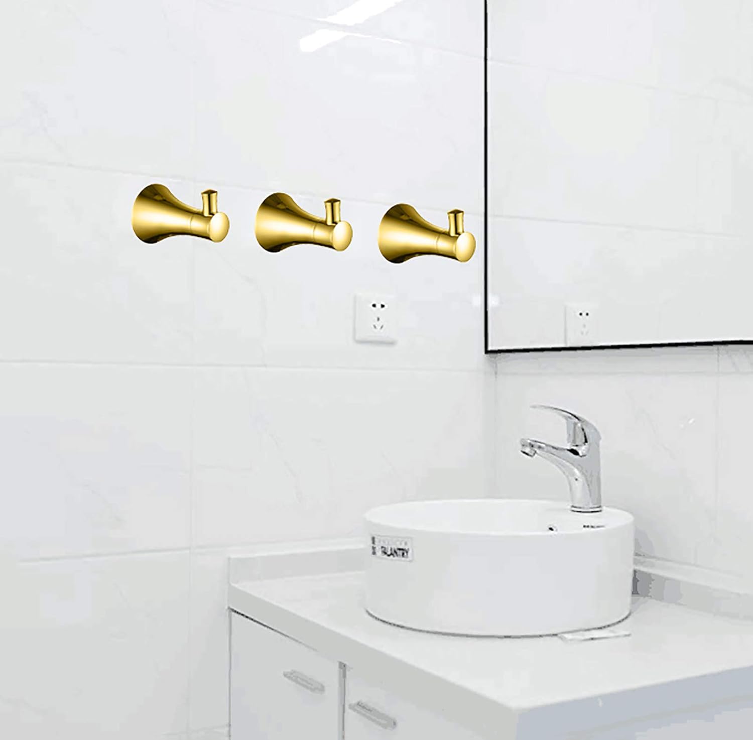 Coat Hooks Wall Mounted Robe Hook Titanium Gold 304 Stainless Steel Towel Hook Heavy Duty Shower Hook, Coat Rack for Bathroom, Kitchen, Office, Screw Installation,Single Hook