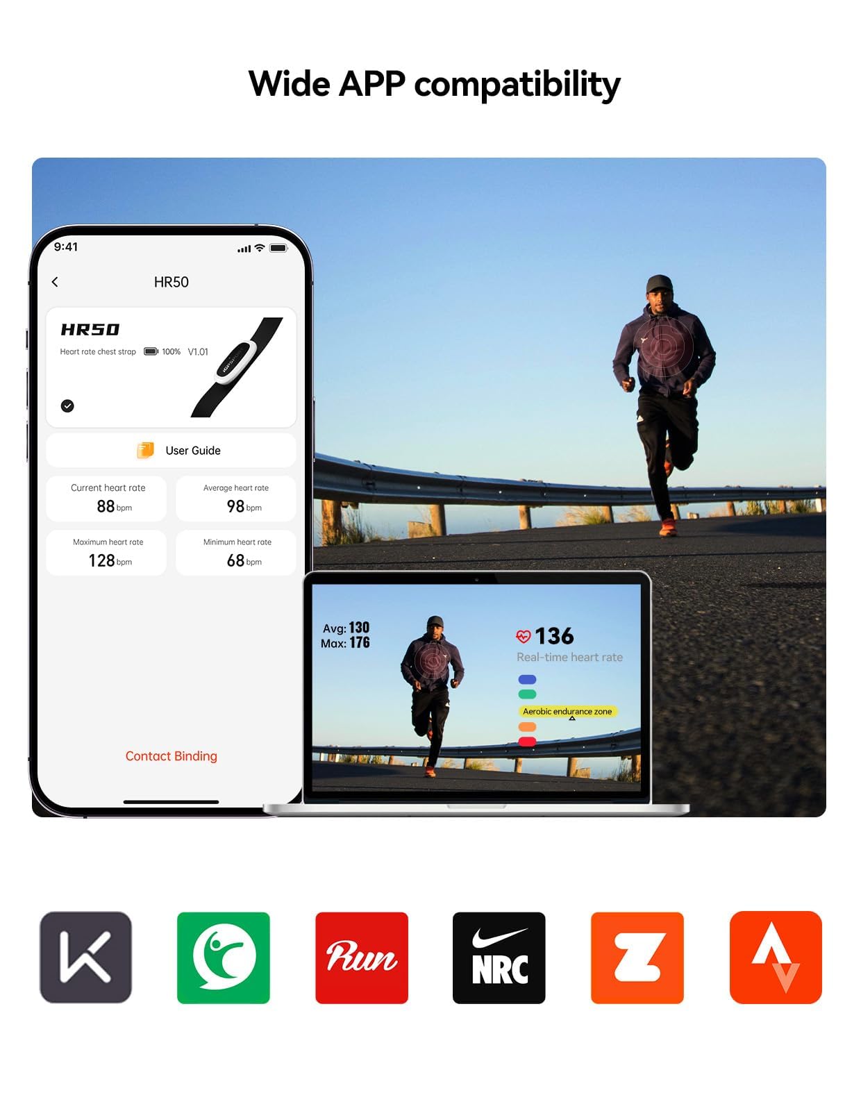 iGPSPORT HR40 Cardiofrequenzimetro Impermeabile IPX7 Bluetooth e Ant+ e Fascia Toracica per Ciclismo, Corsa, Fitness Compatibile con Garmin Polar Wahoo