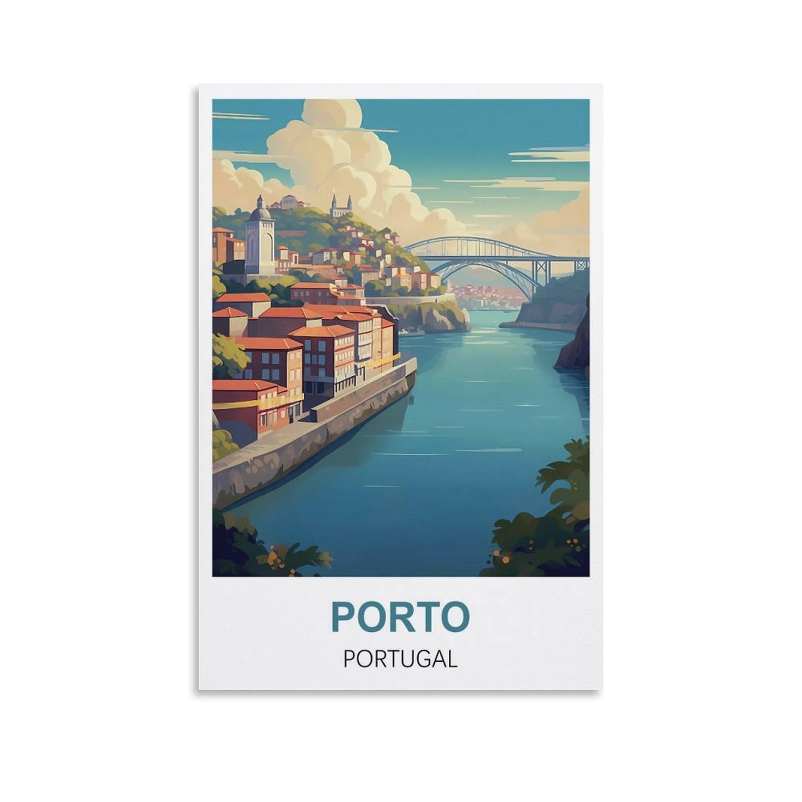 Whcheeh Unframe-Style Porto Portugal Vintage Travel Poster 12X18inch(30X45cm) Canvas Art Print Wall Art Decor Picture