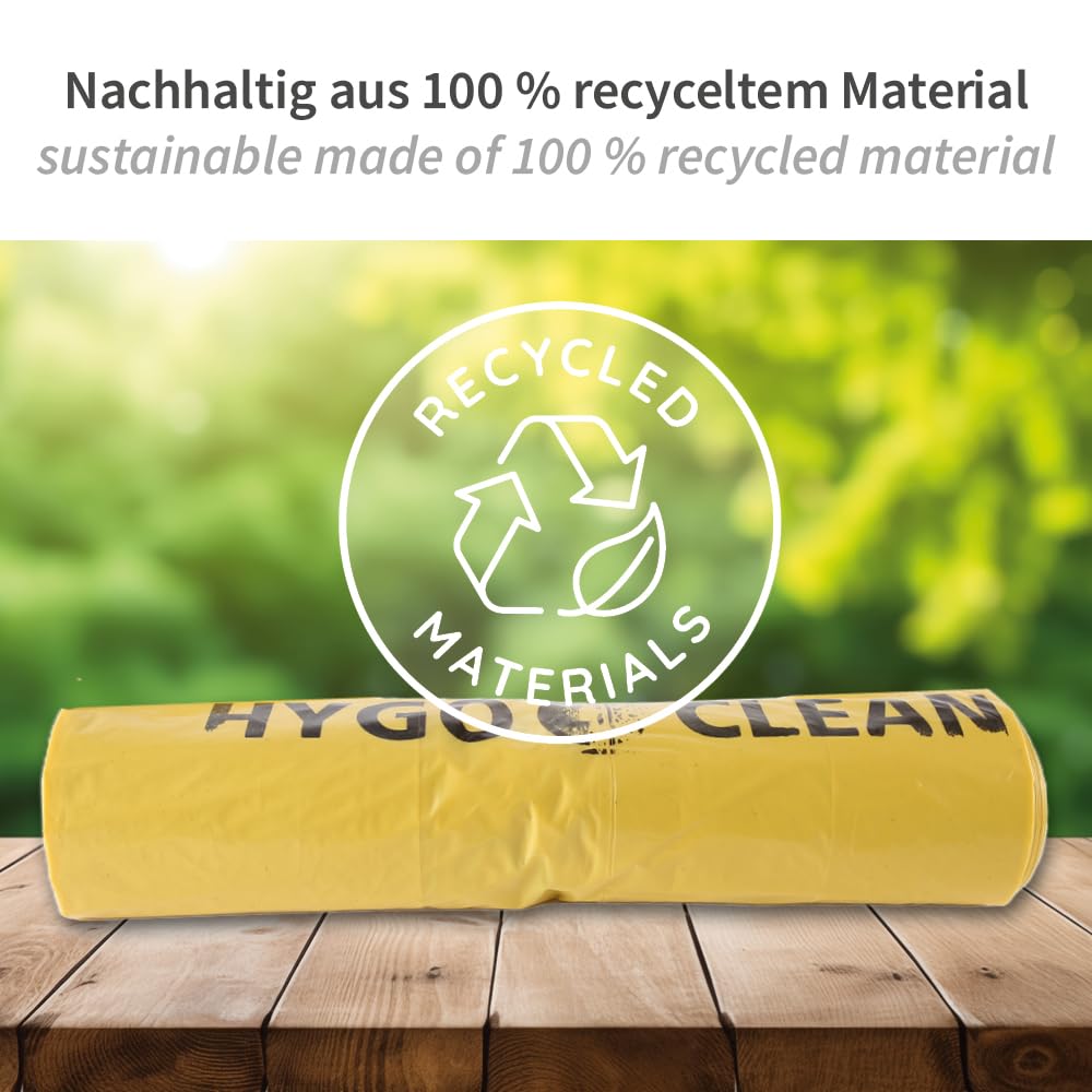 90 Stück, Müllsäcke, FRANZ MENSCH, 240 l, gelb, LDPE, 40my, reißfest, Rolle | Light, 135 x 115 cm, Abfallsack, Müllbeutel, Mülltüten, Abfallbeutel, trash bags, Hausmüll, Gewerbe, Reinigung