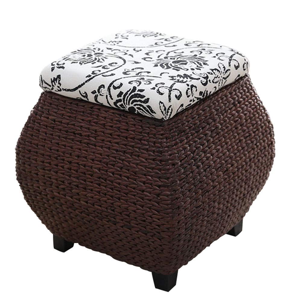 Pouf et repose-pieds 40x40x40cm en bois massif et éponge marron