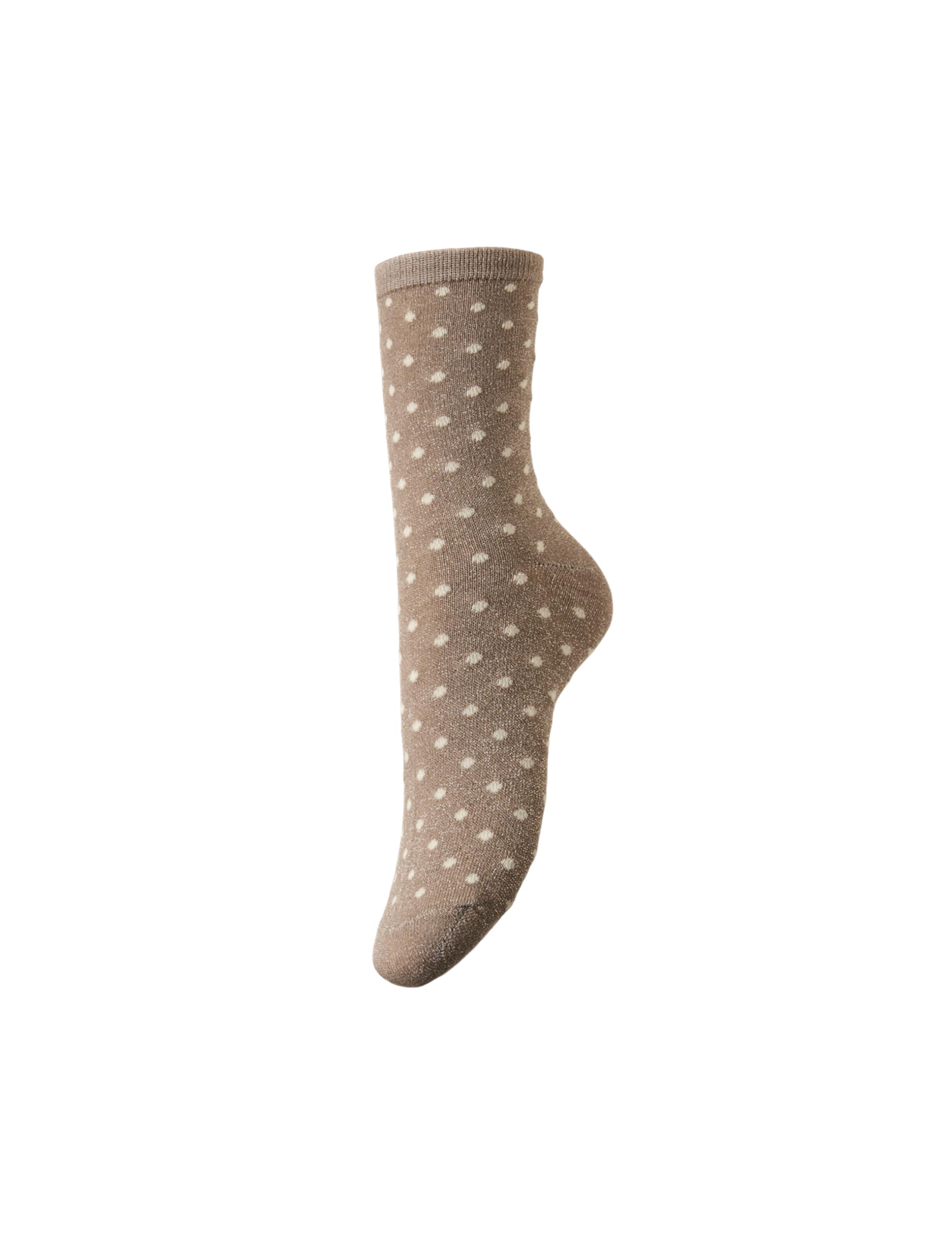 PIECES Womens Pcsebby Glitter Long 1 Pack Pattern Noos Socks, Natural/detail: Small Dots In Birch Col