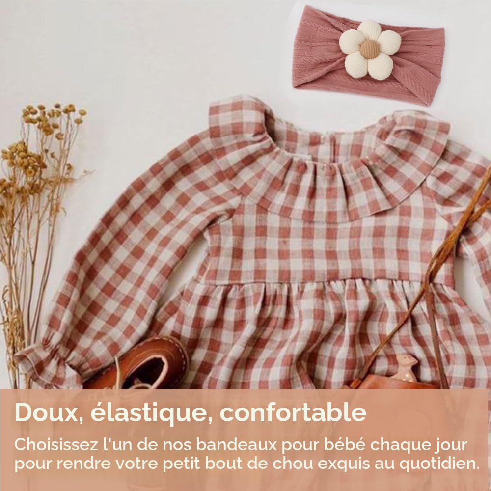 DRESHOW 3 Pièces Filles Fleurs Bandeaux Extensible Nylon Bandeaux Fait Main Cheveux Accessoires pour Nouveau-né Nourrissons Tout-petits Enfants