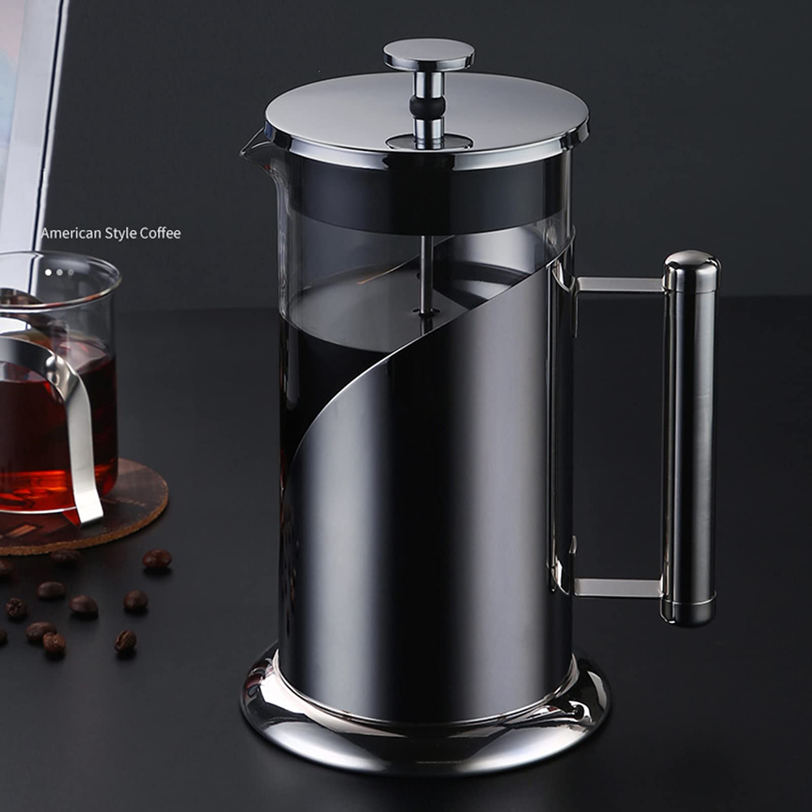 French Press ekspres do kawy - żaroodporny borokrzemowy praska do kawy ze stali nierdzewnej z 3-stopniowym filtrem - kawa i herbata - duża 1000 ml szklana karafka ekspres do kawy