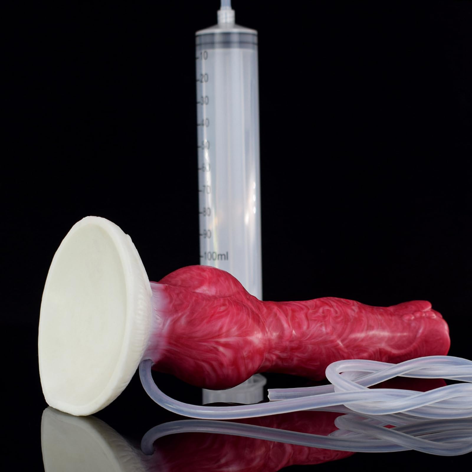 Falli per pene cane lupo XL morbido silicone realistico mostro animale con funzione eiaculazione vibratore anale pene vibratore butt plug giocattolo del sesso per uomini donne(Tiefrot)