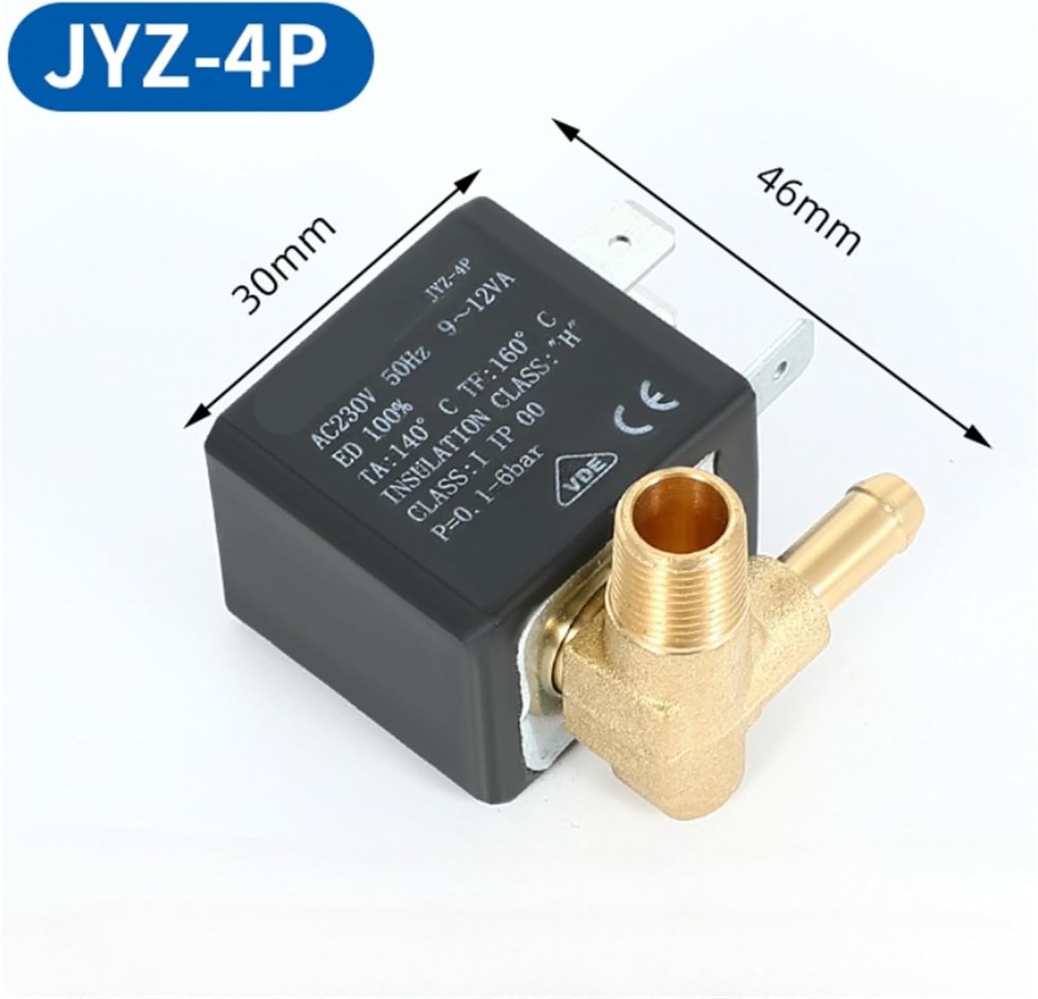 JYZ-4P Normally Closed 3mm N/C 2/2 Way AC 230V G1/8" 6Bar Brass Steam Pump for Irons,steam mop,garment steamer coffee