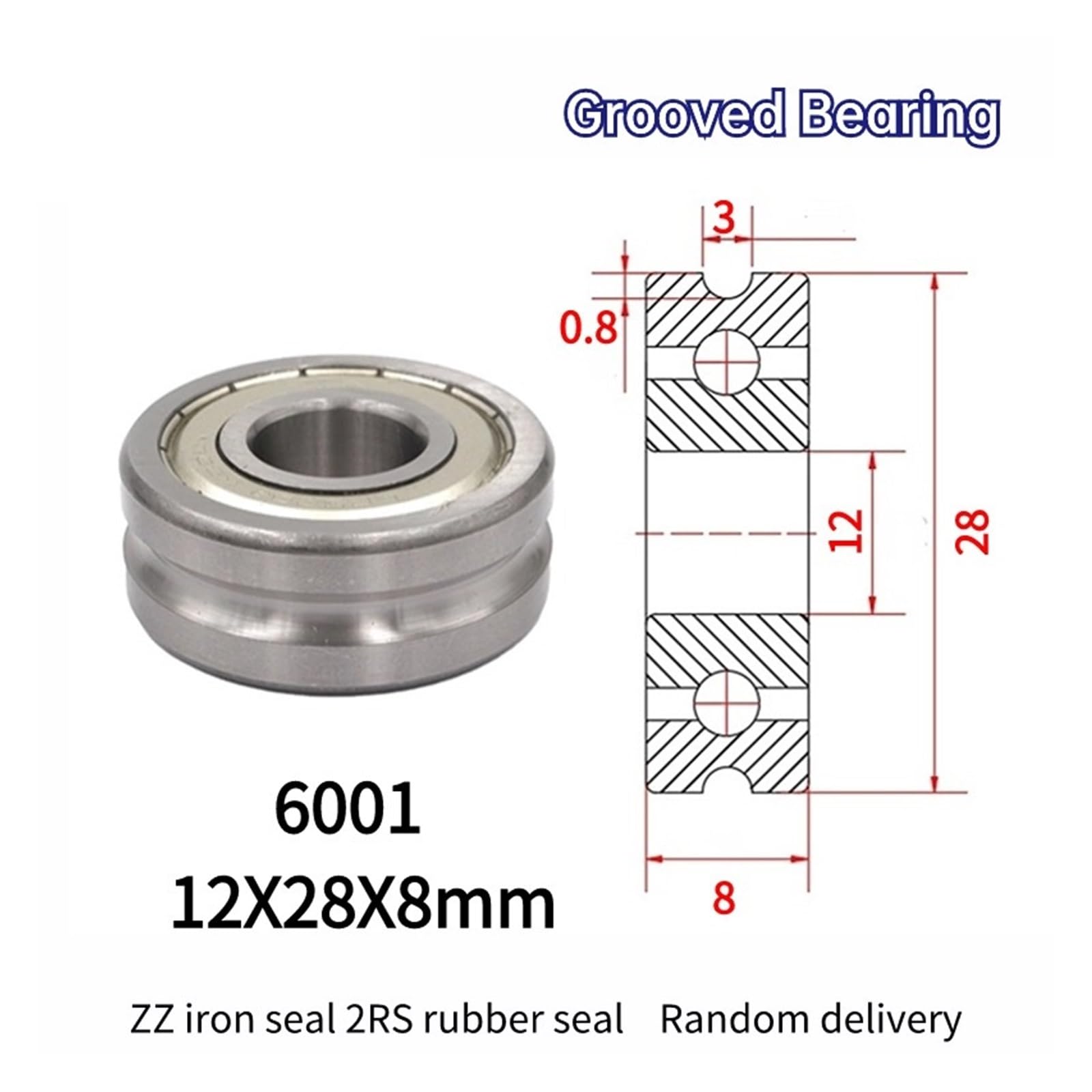 10 szt. koło pasowe do mieszania linii, łożysko rowkowe U6001 12 x 28 x 8 mm, koło pasowe typu U (U6001-3-0,8)