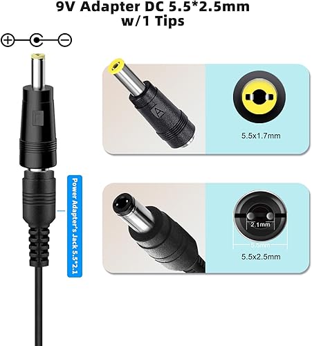 Miniatura 2 de Adaptador de corriente de cargador Casio de 9V AC/DC compatible con Casio Piano AD-5 AD-5MU, teclado Casio WK-200 WK-210 CT-360 CTK-496 CTK-500