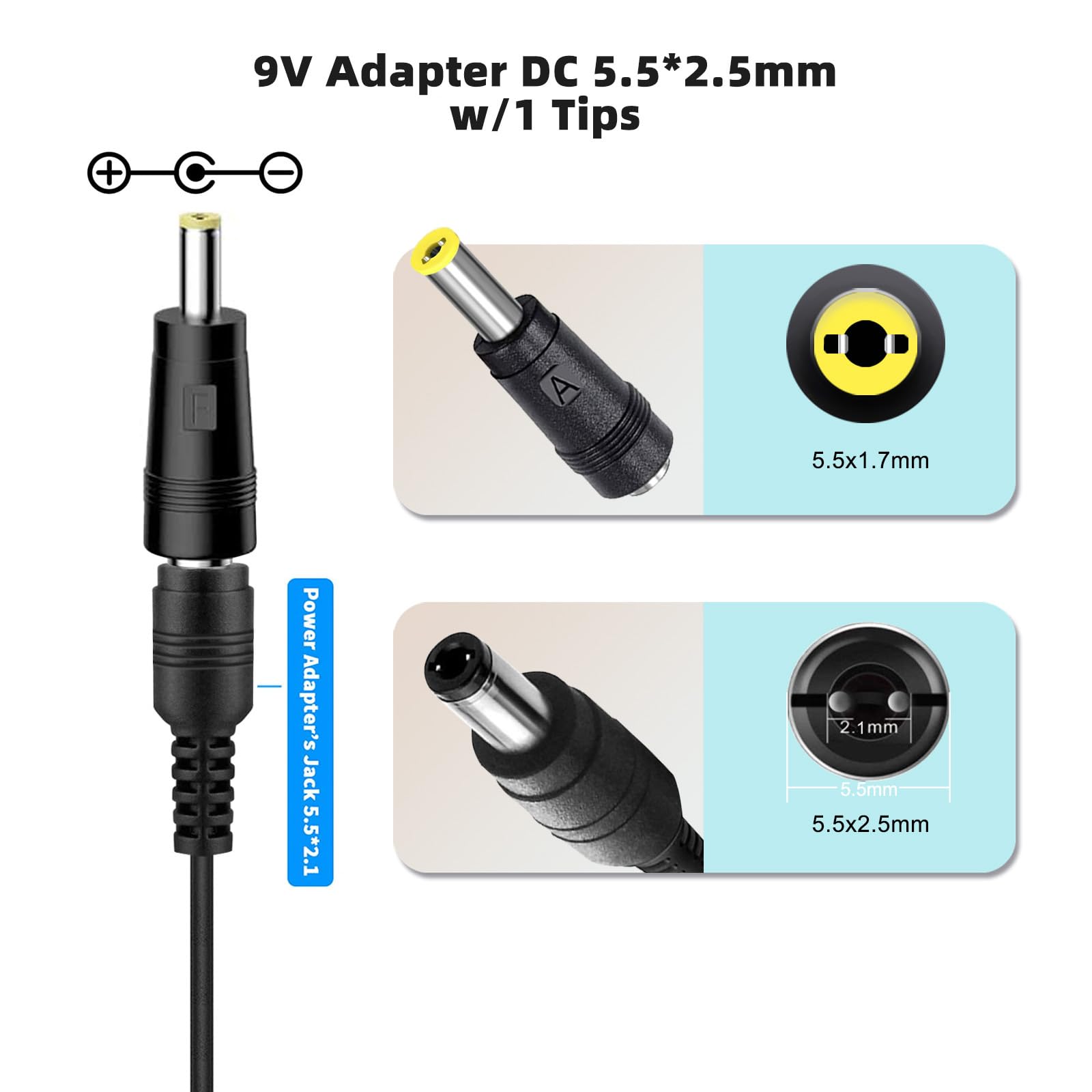 9V AC/DC Casio Charger Power Adapter Compatible for Casio Piano AD-5 AD-5MU, Casio Keyboard WK-200 WK-210 CT-360 CTK-496 CTK-500 CTK-519 CTK-573 CTK-593 CTK-611 CTK-720 CTK-2100 Power Supply Cord