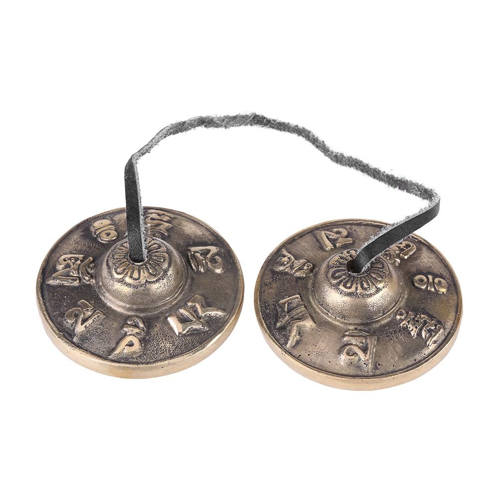 Cymbale Tingsha, cymbale ¨¤ doigt en laiton, cloches tingsha en laiton pour la m¨¦ditation, instrument de musique religieux bouddhiste