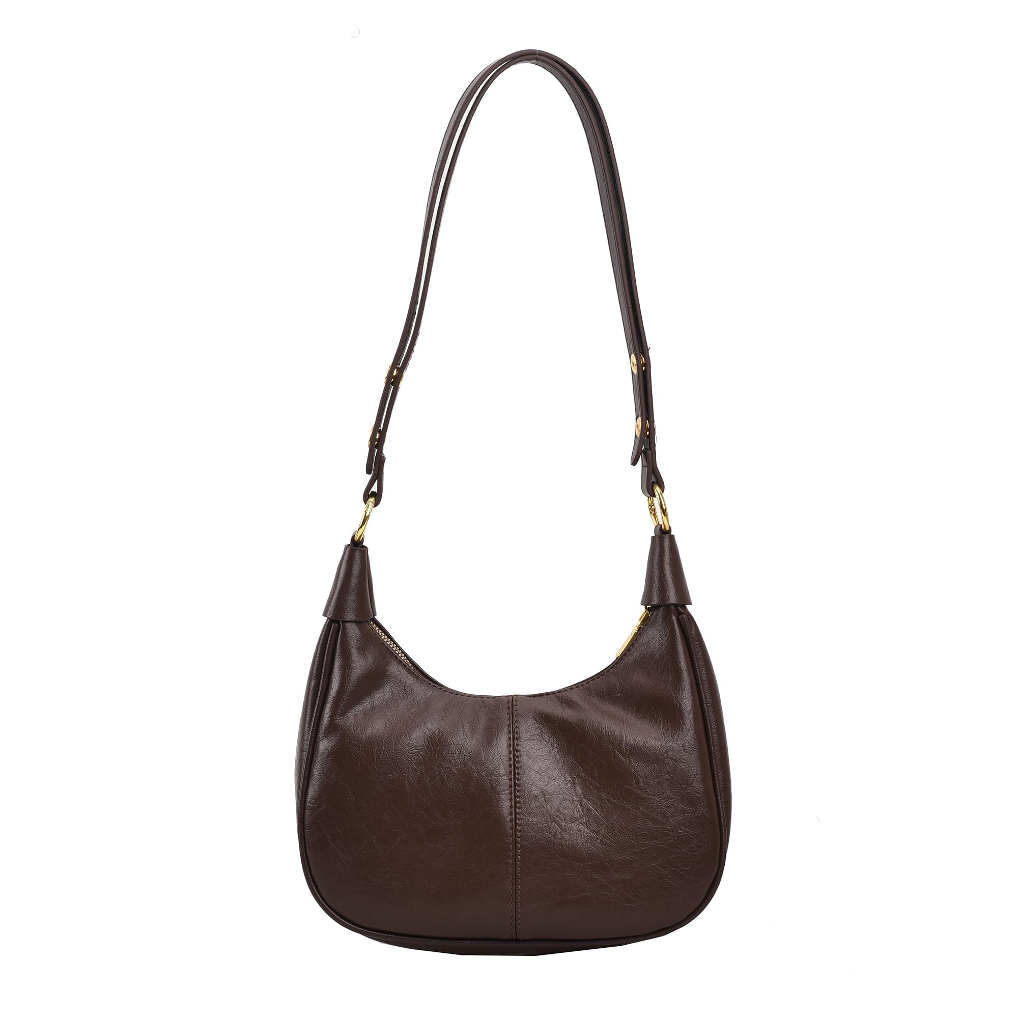JYG Small Hobo Bags for Women Retro Crescent Coffee Shoulder Purse Fall Soft Crossbody Handbag 2025