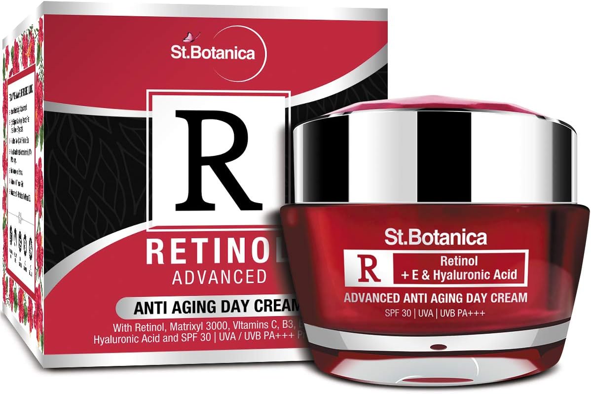 StBotanica Retinol Advanced Anti-Aging Day Cream SPF 30, UVA/UVB PA+++, 50g - Smooth, Firm & Hydrate Aging Skin