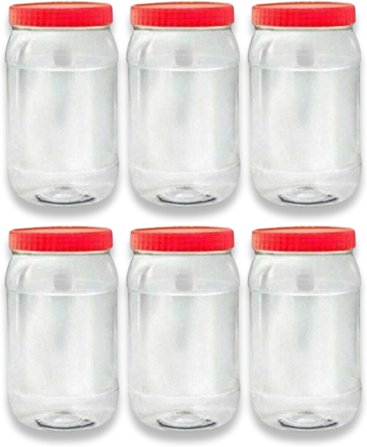 KANSY Plastic Storage Containers Round Clear Spice Jars With Screw Top Lids, Airtight Bpa Free Plastic Mason Jars For Kitchen Pantry, Jam Jars For Crafts And Hardware (6x 1500ml)