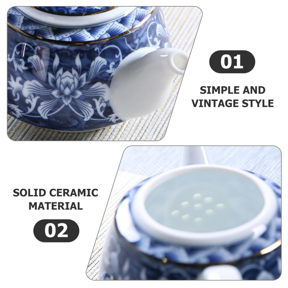 Teteras, Tetera Azul Y Porcelana Tetera De Cerámica con Asa Tetera Tetera De Cerámica Olla De Caldo Tetera Portátil Tetera Casera Tetera China Tetera De Escritorio Decora,