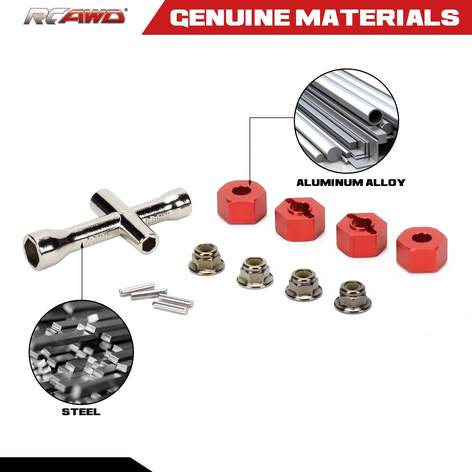 RCAWD Aluminum 12mm Hex Hubs Wheel Adapters & M4 Flanged