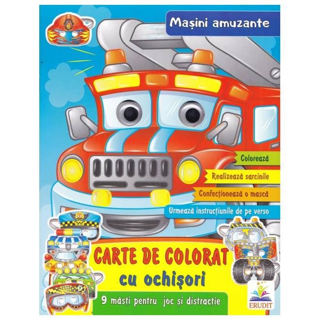 Carte De Colorat Cu Ochisori. Masini Amuzante