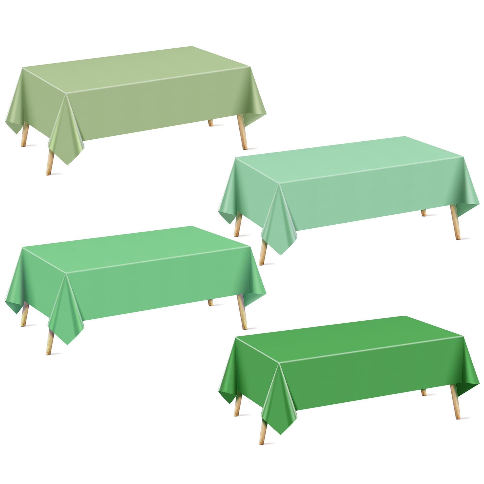 Photo 1 of ***ONLY 2 COLORS*** 
4 Pieces Multi Green Plastic Tablecloth Set, 54x72'' Waterproof & Spillproof Disposable Table Cloth, Table Cover for Jungle Tropical Kids Birthday, Baby Shower, Christmas Holiday Party Decorations