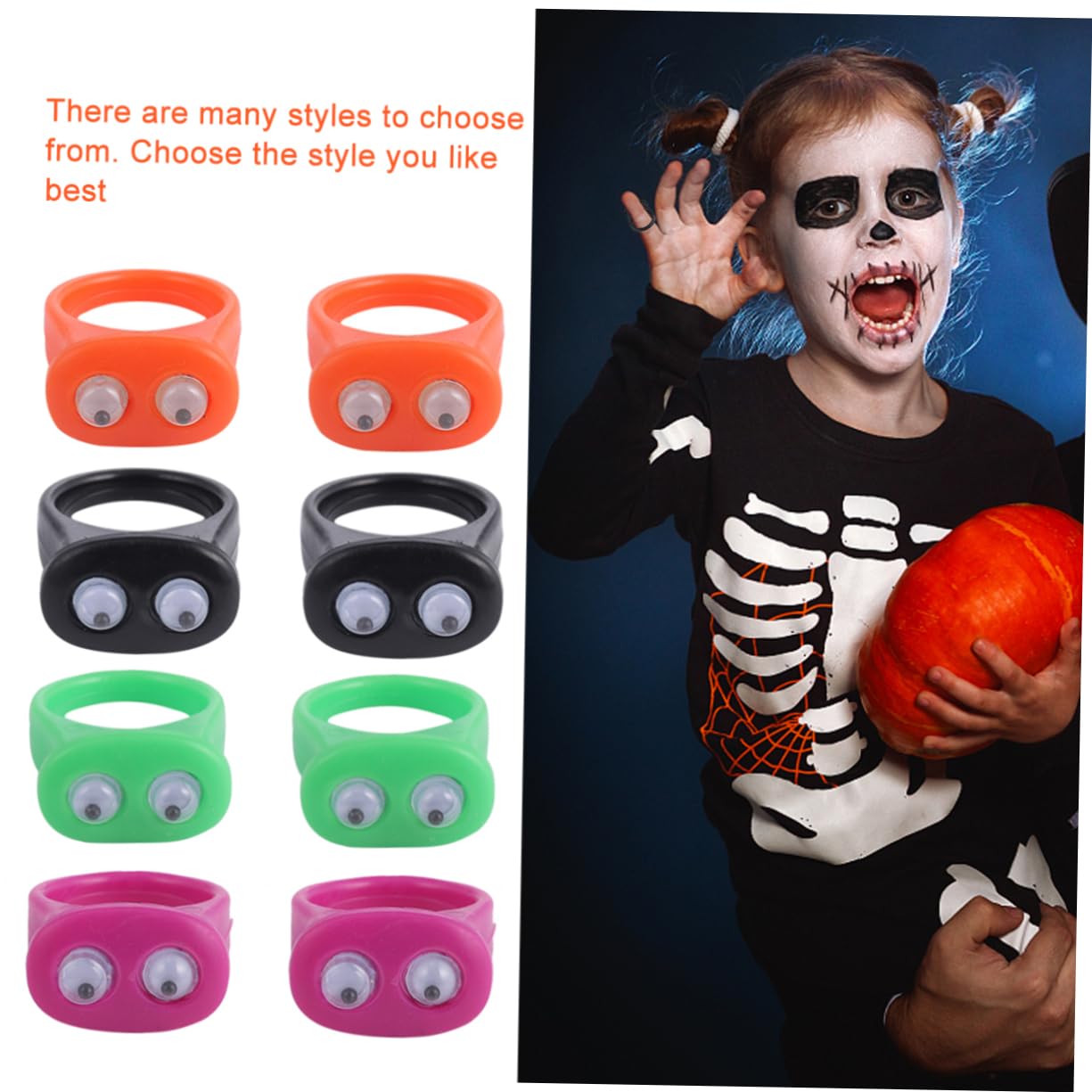 Toyvian 20pcs Toy Rings for Kids Halloween Party Ring Toys Light Finger for Halloween Kids Party Props Plastic