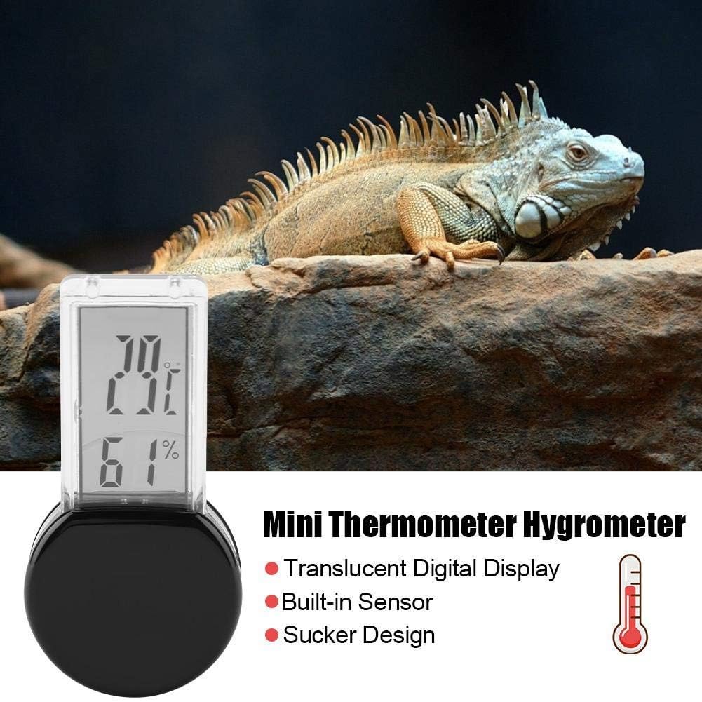 Pssopp Reptile Hygrometer, elektronisch, Thermometer, wasserdicht, Echtzeit, Lizard Crawler Box, Tanks Rainforest Feuchtigkeitsmonitor mit integriertem Sensor (schwarz)