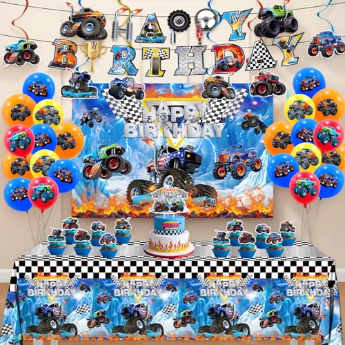 Monster Truck Birthday Decorations Party Decorations Set Include Truck Balloons,