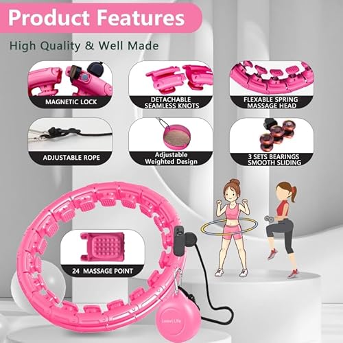 image for Leann L!fe U1-24 Knots Waist 47”, Magnetic Lock Weighted Hula Hoop f