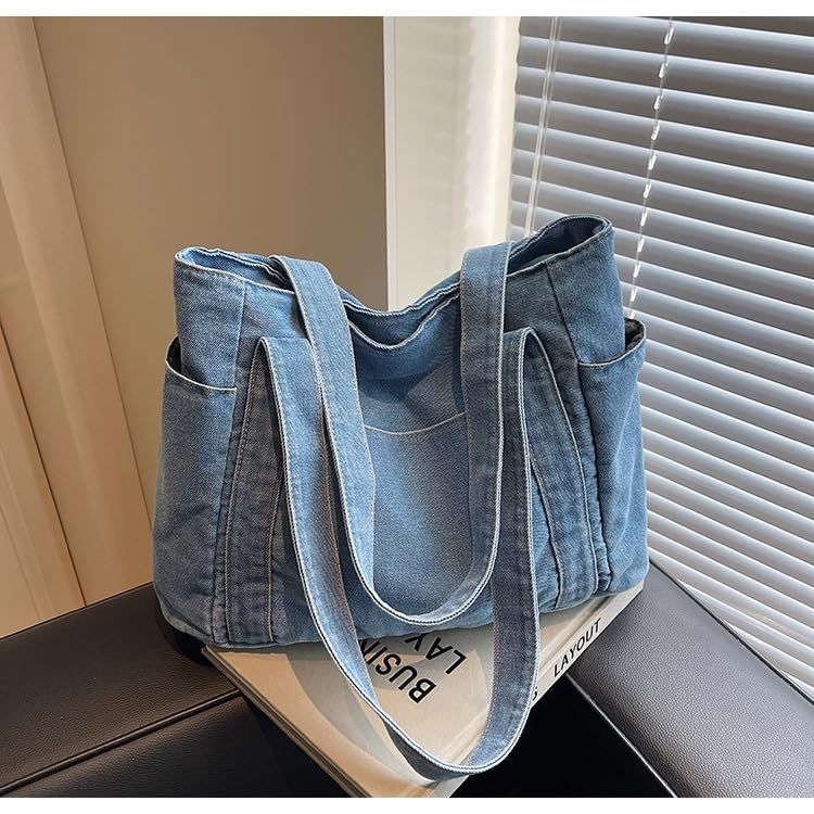 Bolso Tote Casual de Denim para Mujer Color Azul Claro miniatura 2