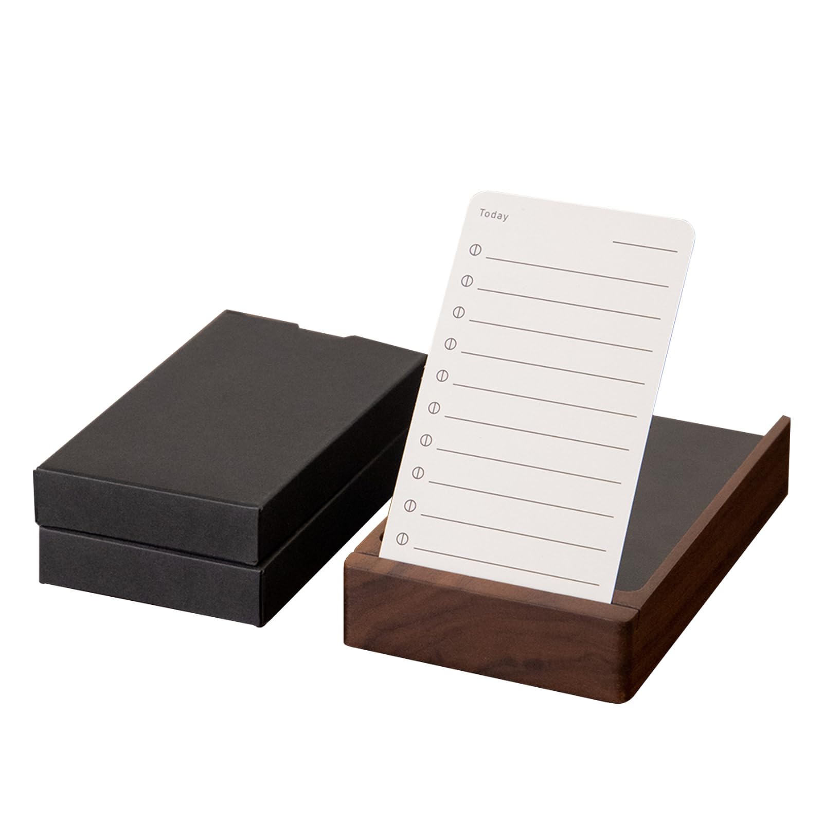 muso wood Daily To Do List Planner with Walnut Stand - 100 To Do List Cards - Undated Daily Planner Notepad for Desk Accessories and Supplies,