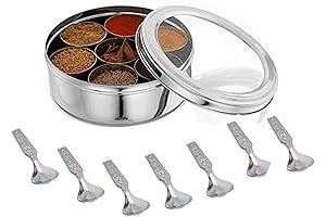 Stainless Steel Spice box with Non Breakable Transparent glass