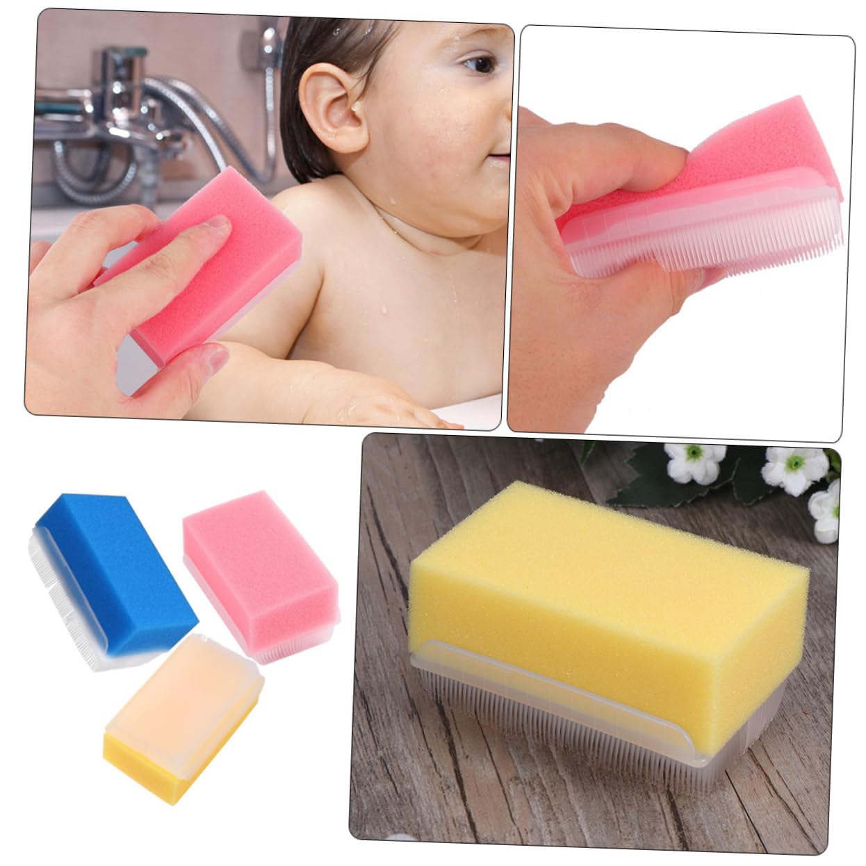 Beavorty 5 Set Di Comode Spazzole Da Bagno in Spugna Per Bambini in Materiale Morbido Per La Pulizia Delicata Del Corpo E Il Massaggio Del 3 Pezzi * 5