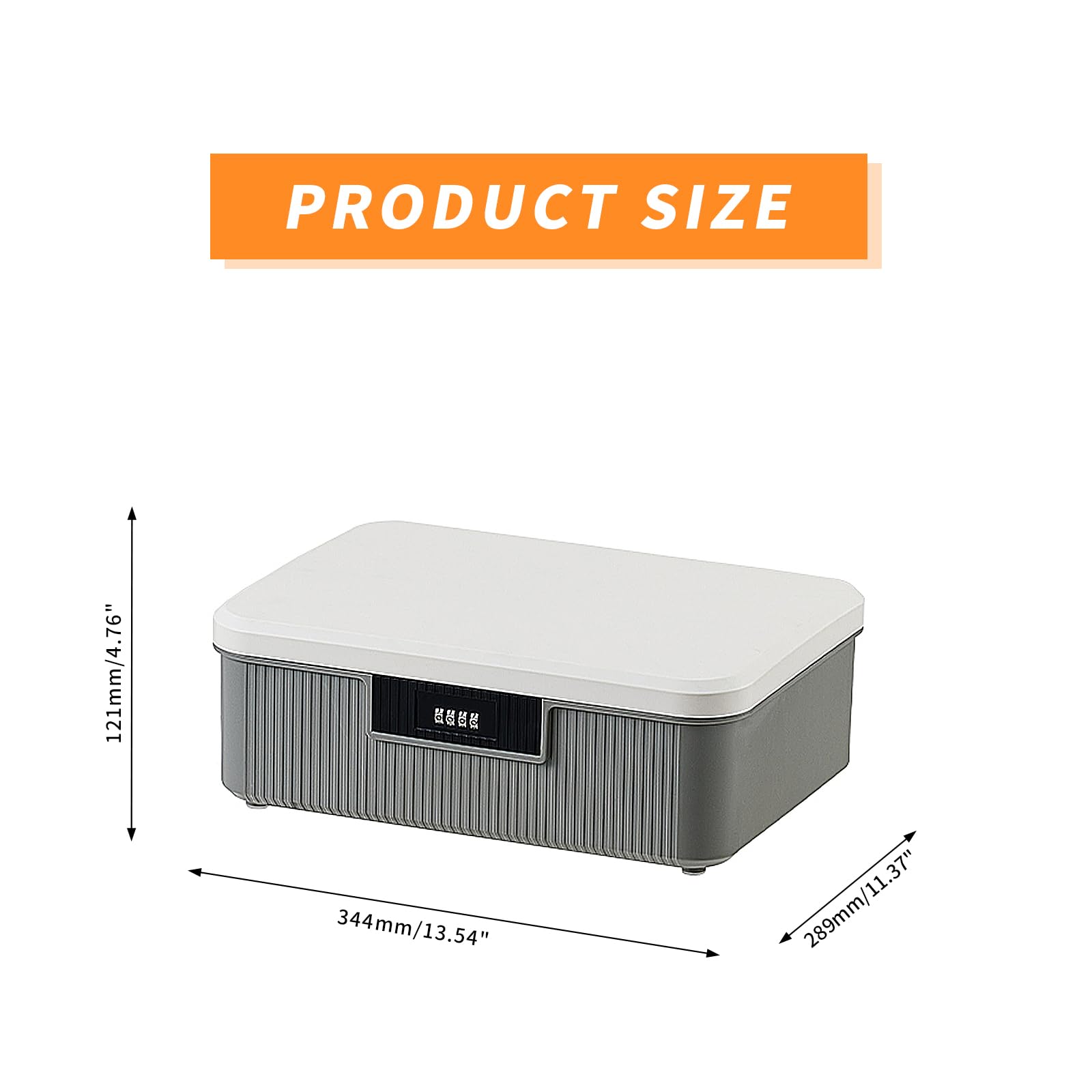Scatola portaoggetti con serratura a combinazione, organizer sicuro per farmaci, snack, prodotti per la pulizia, cancelleria, ideale per casa, ufficio e scuola (grigio, 16 L)