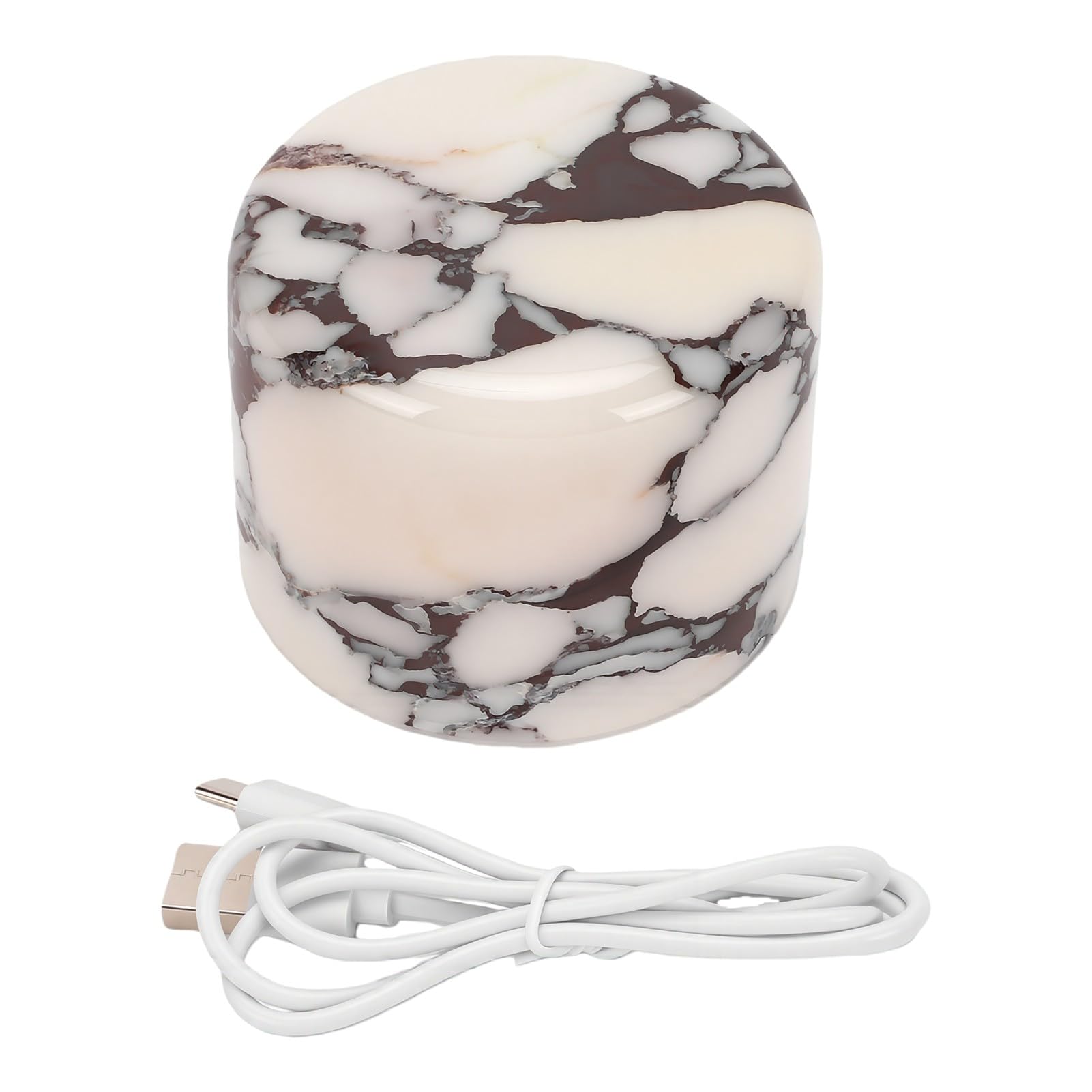Tnfeeon Lampada da Rubinetto in Marmo Naturale, Lampada da Tavolo | Venature della Pietra Naturale, Ricarica di Tipo C, Batteria da 1200 MAh, Luce Calda per L'arredamento della Camera da