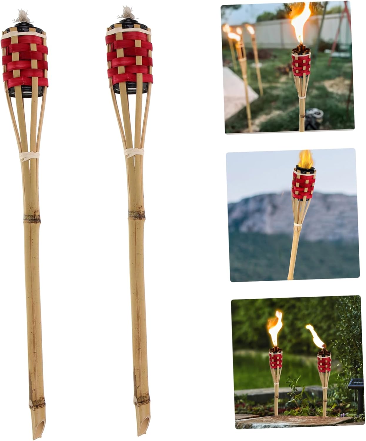 2Pcs Torch Handheld Decorative Oil Torch for Outdoor Lighting Festival Garden Decor Unique Design for Weddings Gatherings