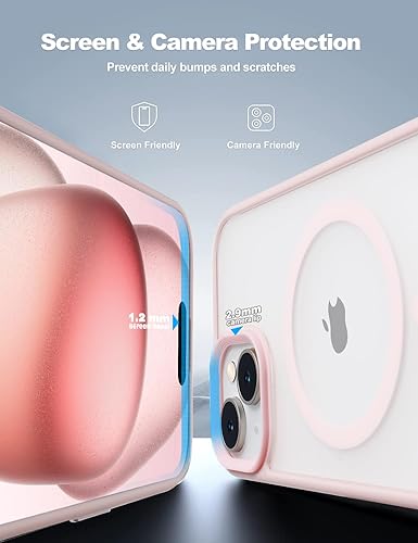 Miniatura 4 de Tigowos Funda para iPhone 15, compatible con MagSafe de 10 pies, resistente a las caídas, mate, sensación de piel, contraportada para iPhone 15,