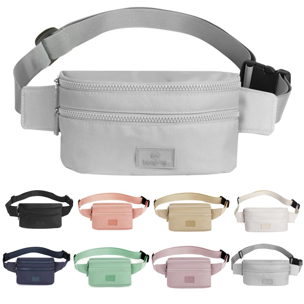 Bumbags Waist Fanny Pack Ladies Fashion Bum Bag with Adjustable Belt for Sport Hiking Girls Women Men (Grey)