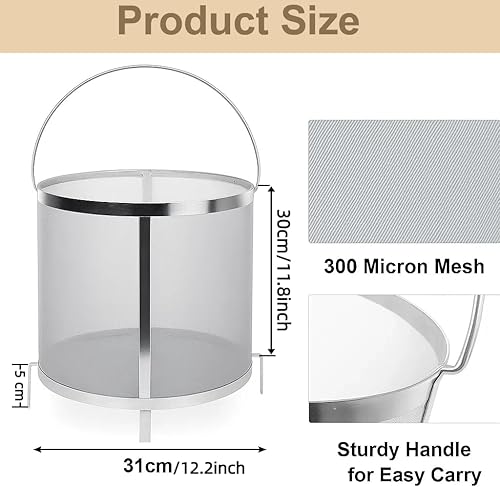 Miniatura 2 de Gekufa Hop Filter - Filtro de acero inoxidable 304 de 300 micras, 11.8 x 12.2 pulgadas, colador seco de lúpulo para cerveza casera, cerveza, vino,