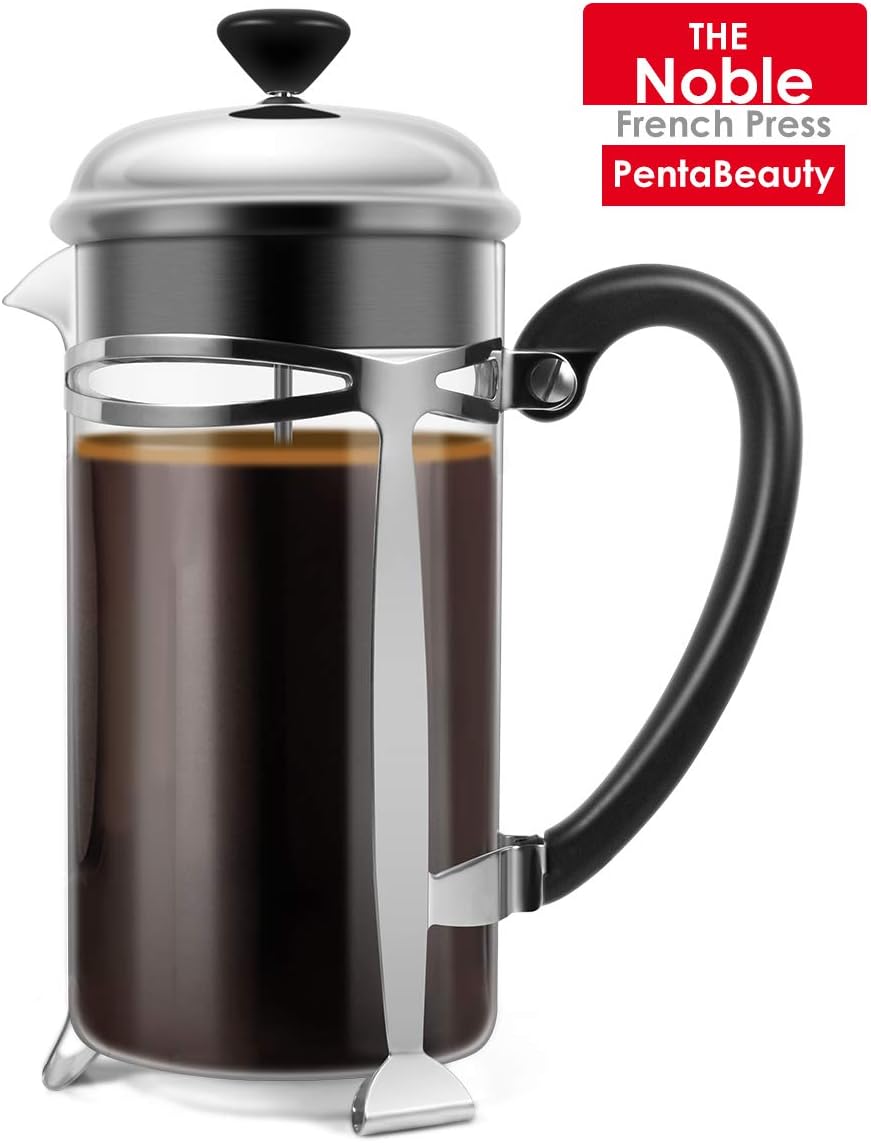 French Press Coffee Maker, (8 Cups/ 34 oz) Durable Easy Clean Coffee Pot Heat Resistant Borosilicate Glass - 100% BPA Free
