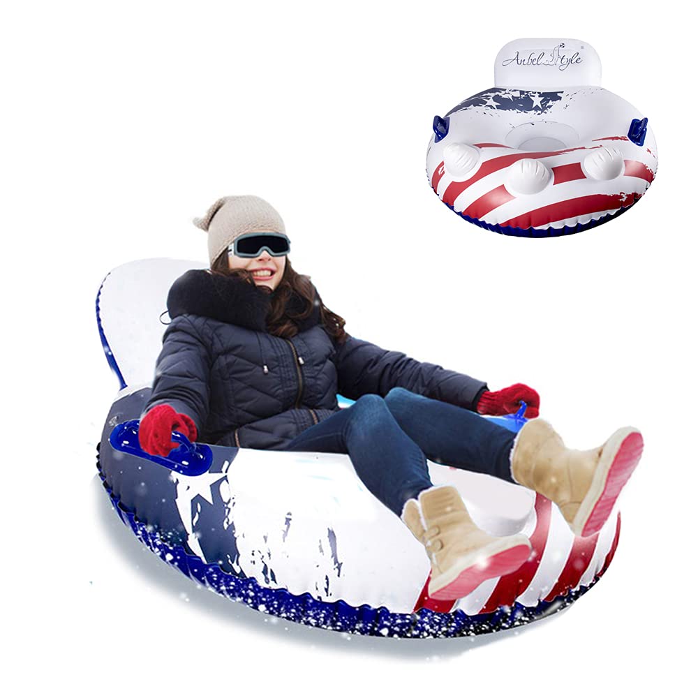 Omil Snow Tube 47" Thickened Inflatable Sled for Kids and Adults Heavy Duty Snow Sledding Tube with Higher Handles Freeze-Proof & Wear-Resistant Inflatable Snow Tube