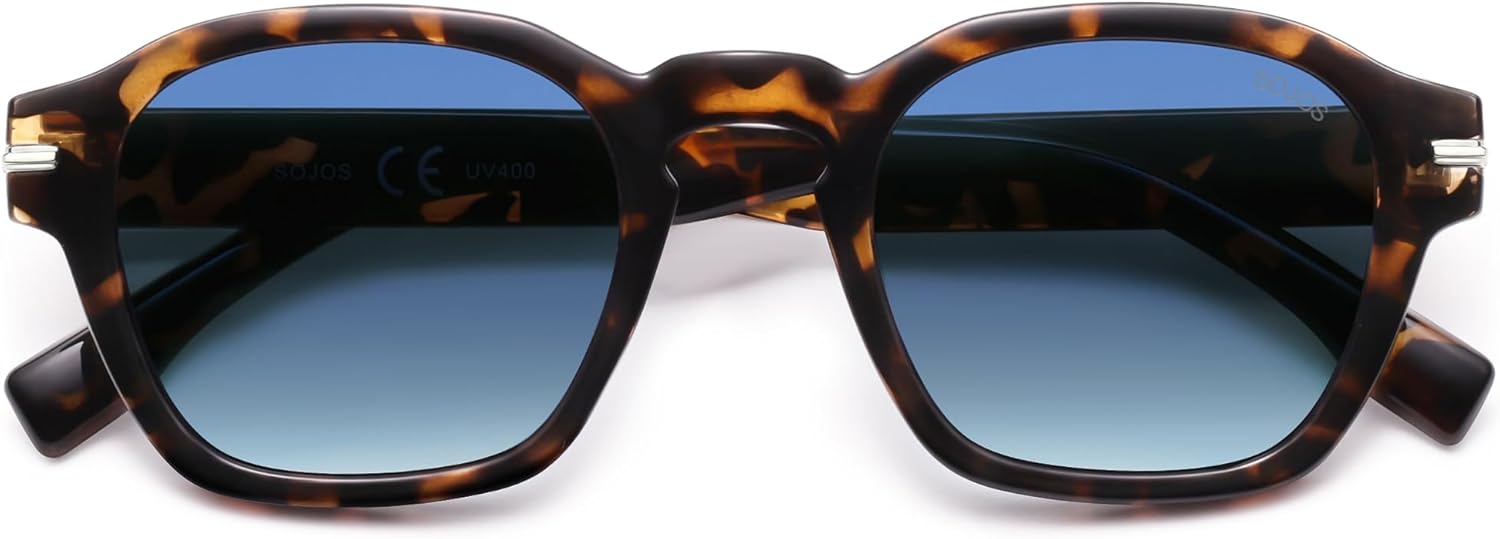 SOJOS Vintage Retro Square Polarized Sunglasses Men Standard Fit Trendy Womens Sun Glasses SJ2382