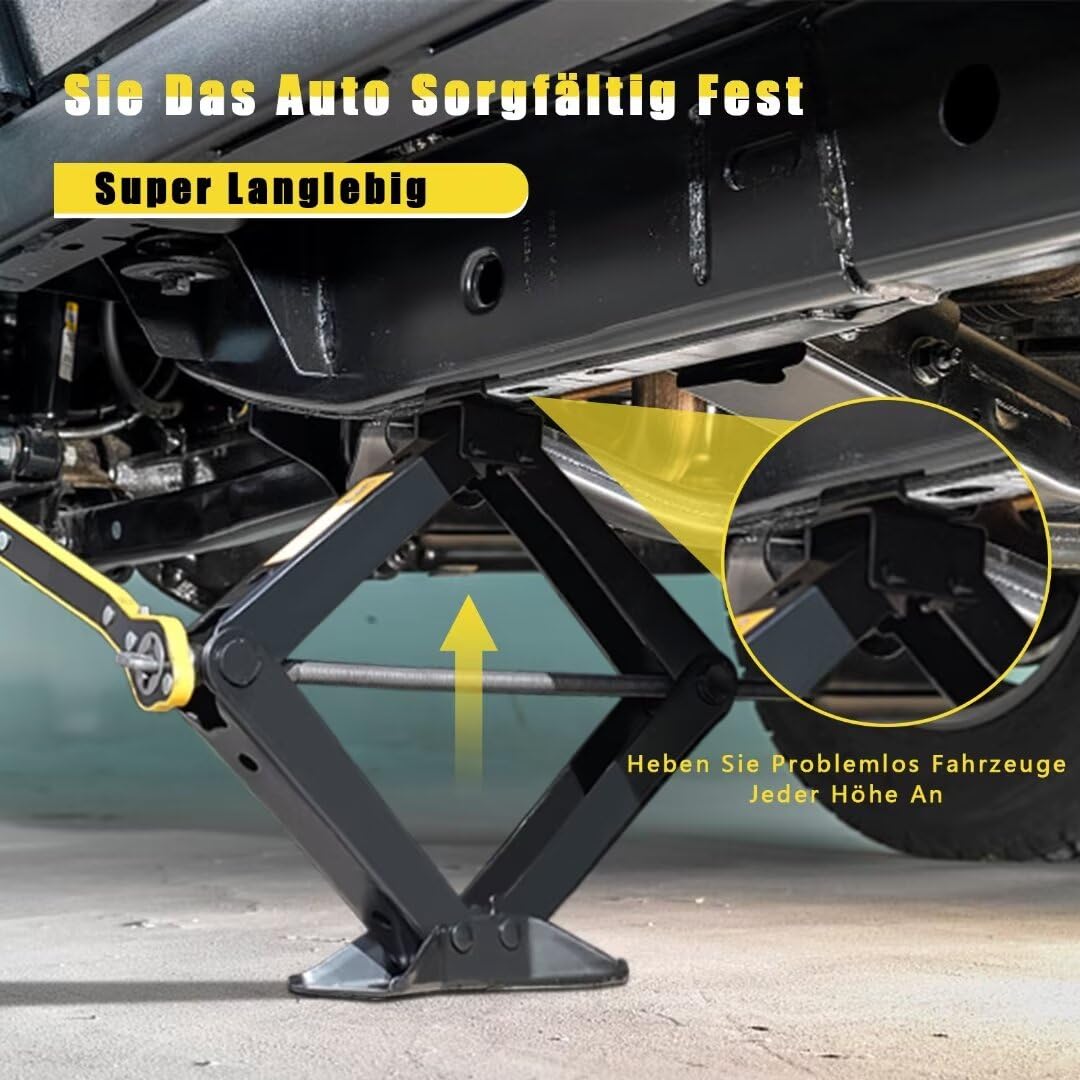 Cric per Auto 1,5 T Professionale con Cricchetto, Altezza Max 346 mm, Capacità 1500 kg per SUV, Camion, Auto