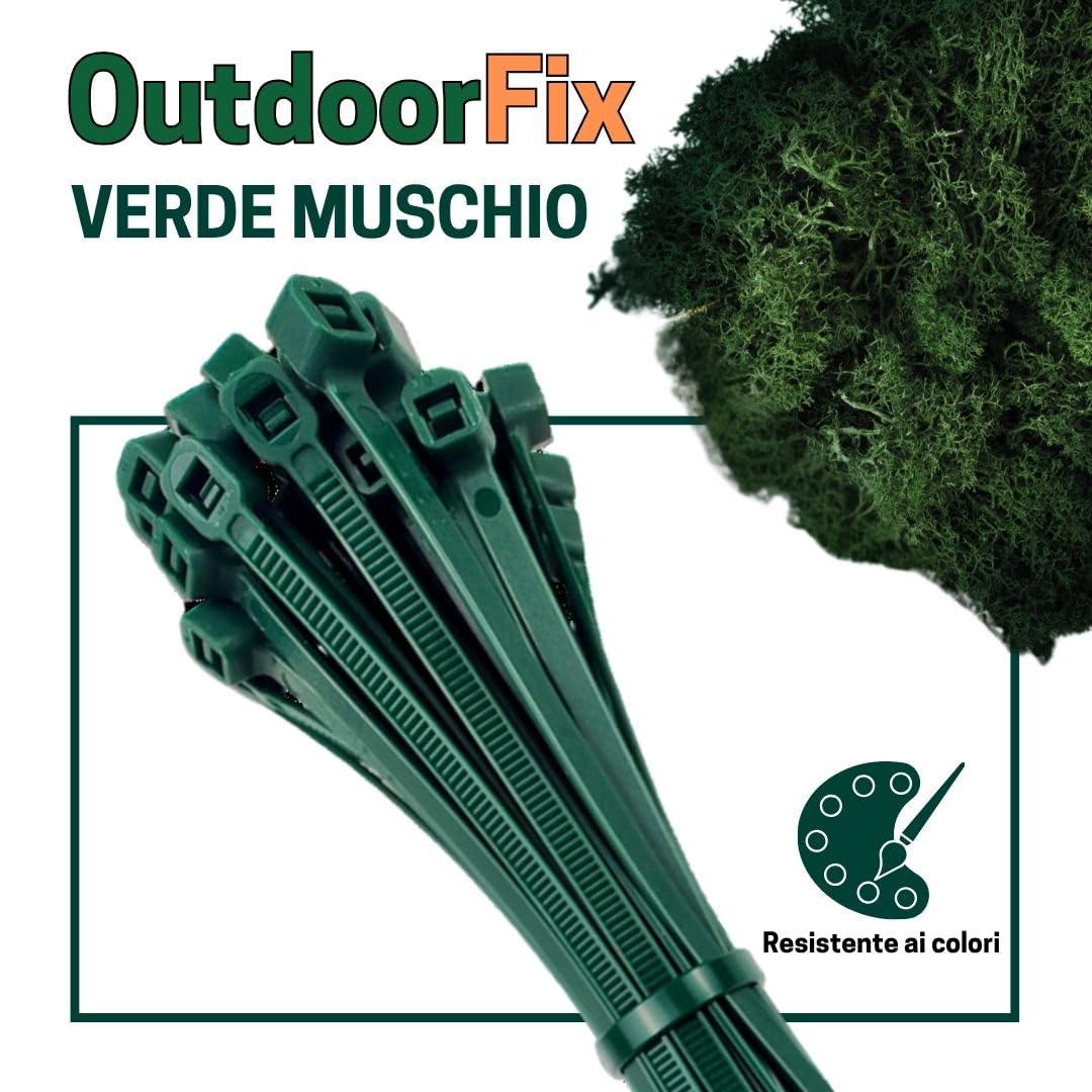 OutdoorFix Fascette per cavi 150 x 3,5 mm, 50 pz – Verde muschio – Resistente agli agenti atmosferici, resistente ai raggi UV