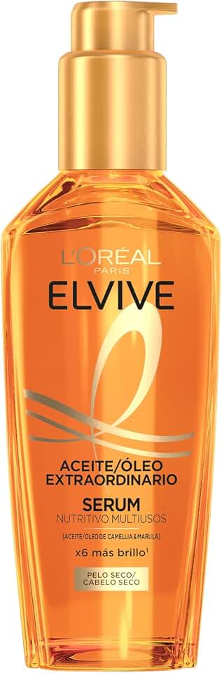 L’Oréal Paris, Elvive Aceite Extraordinario Sérum Nutritivo, Nutrición, Hidratación y Brillo, Para Cabello Seco, Con Aceites de Camellia y Marula, 100ml