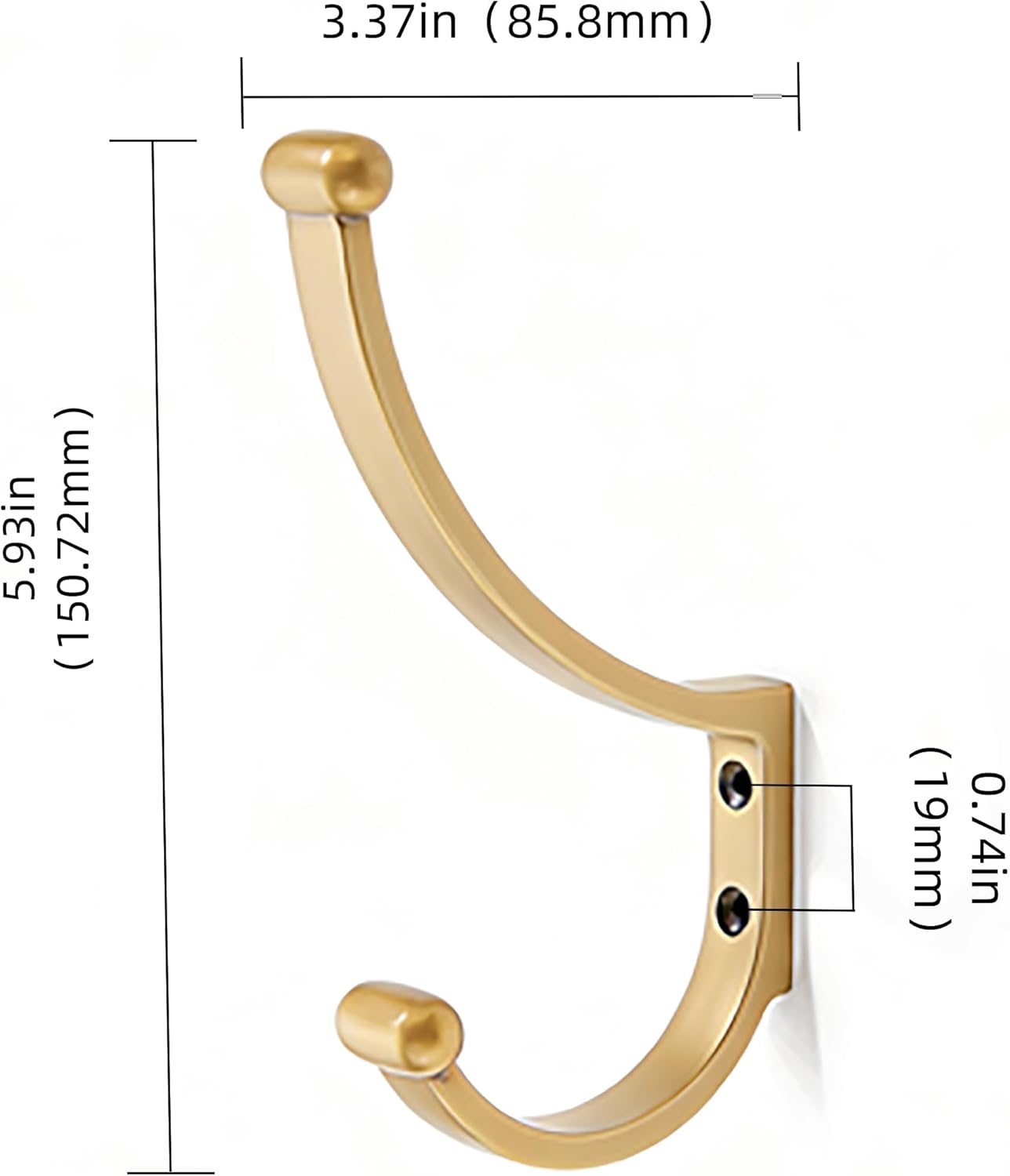 khtumeware 3 Pack 6 inch Brushed Gold Large Coat Hook Set, Zinc Alloy Bathroom Hook, Modern and Simple Towel Robe Hooks for Storage on the Back of the Entrance Door mudroom Hooks and Bedroom
